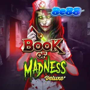 Book of Madness Deluxe slot game interface featuring horror asylum theme